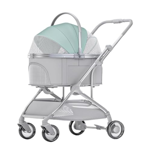 Hunde Kinderwagen Haustier Kinderwagen Aluminium Rohr Zugstange Haustier Kinderwagen Tasche Getrennt Katze Und Hund Auto Reise Faltbare Haustier Kinderwagen Katzen Kinderwagen(Blue) von FYSXCXS