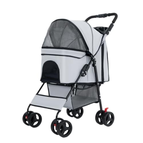 Hunde Kinderwagen Haustier-Kinderwagen for Ausflüge, Kleiner Zugwagen, Welpen-Kinderwagen, Hunde-Walking-Wagen, Kleine, Leichte, Faltbare Katze Katzen Kinderwagen(G) von FYSXCXS