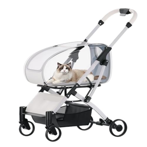 Hunde Kinderwagen Haustier-Kinderwagen for Ausflüge, Leichter, Faltbarer, Abnehmbarer Hunde-Kinderwagen for Kleine Und Mittelgroße Hunde Und Katzen Katzen Kinderwagen(White) von FYSXCXS