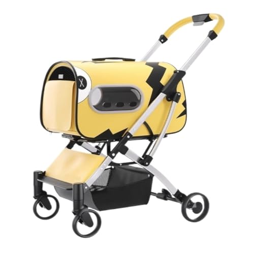 Hunde Kinderwagen Haustier-Kinderwagen for Katzen Und Hunde, Faltbarer, Separater Katzentaschen-Typ for Kleine Und Mittelgroße Haustierausflüge Katzen Kinderwagen(Yellow) von FYSXCXS