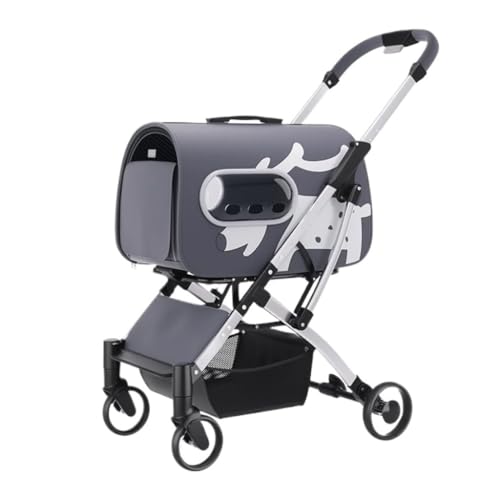 Hunde Kinderwagen Haustier-Kinderwagen for Katzen Und Hunde, Süßer, Leichter, Faltbarer Katzentaschen-Kinderwagen for Kleine Und Mittelgroße Haustiere Katzen Kinderwagen(G) von FYSXCXS