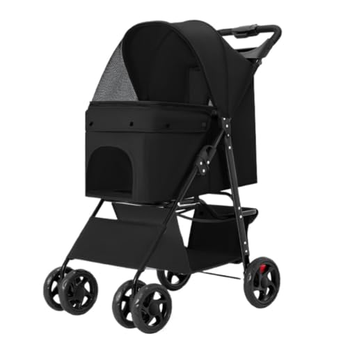 Hunde Kinderwagen Haustier-Kinderwagen for Katzen Und Hunde, Teddy Corgi, Kleiner Und Mittelgroßer Kinderwagen, Leicht Und Faltbar Katzen Kinderwagen(Black,B) von FYSXCXS