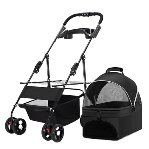 Hunde Kinderwagen Haustier-Kinderwagen for Kleine Und Mittelgroße Hunde, Leicht, Faltbar Und Abnehmbar, Damit Hunde Und Katzen Ausgehen Können Katzen Kinderwagen(L) von FYSXCXS