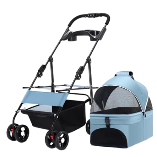 Hunde Kinderwagen Haustier-Kinderwagen for Kleine Und Mittelgroße Hunde, Leicht, Faltbar Und Abnehmbar, Damit Hunde Und Katzen Ausgehen Können Katzen Kinderwagen(M) von FYSXCXS