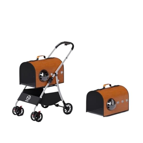 Hunde Kinderwagen Haustier-Kinderwagen for Kleine Und Mittelgroße Hunde, Leicht Und Faltbar, Kleiner Haustier-Kinderwagen for Reisen Im Freien Katzen Kinderwagen(Orange) von FYSXCXS