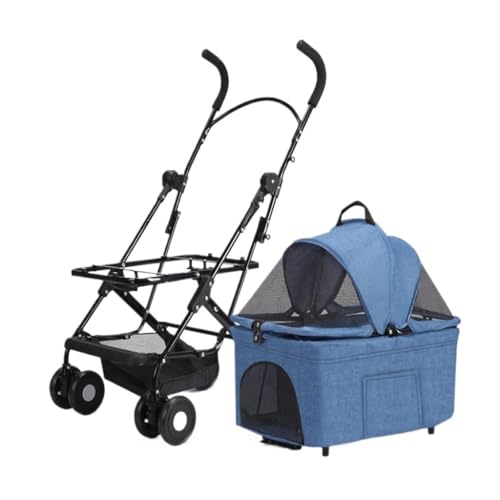 Hunde Kinderwagen Haustierwagen for Katzen Und Hunde, Kleiner Hunde-Kinderwagen, Kleiner Hund, Katze, Teddy-Kinderwagen, Leichter Haustier-Kinderwagen for Ausflüge Katzen Kinderwagen(Blue) von FYSXCXS