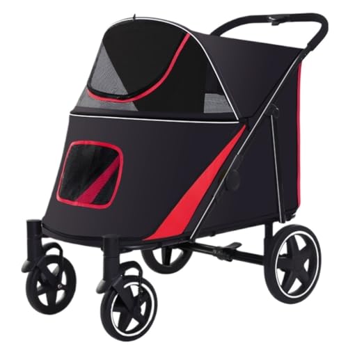 Hunde Kinderwagen Kleiner Hund, Faltbar, for Den Außenbereich, Großer Hund, Haustier-Kinderwagen, Hunde-Kinderwagen, Outdoor-Katze Und Hund, Spaziergänger, Kinderwagen Katzen Kinderwagen(Red) von FYSXCXS