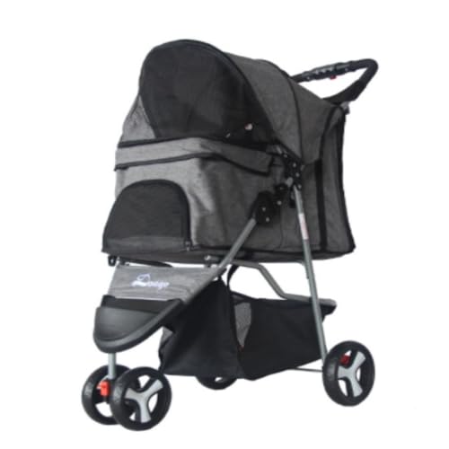 Hunde Kinderwagen Leichter Faltbarer Haustier-Kinderwagen for Katzen und Hunde, dreirädriger Haustier-Kinderwagen, Hunde-Kinderwagen-Zubehör Katzen Kinderwagen(G) von FYSXCXS