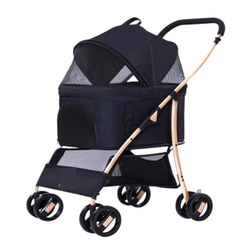 Hunde Kinderwagen Outdoor-Haustier-Kinderwagen, Abgetrennter Hunde-Kinderwagen, Leichter Zusammenklappbarer Haustier-Kinderwagen, Katzen-Hunde-Kinderwagen, Hunde-Walking-Wagen Katzen Kinderwagen(Yello von FYSXCXS