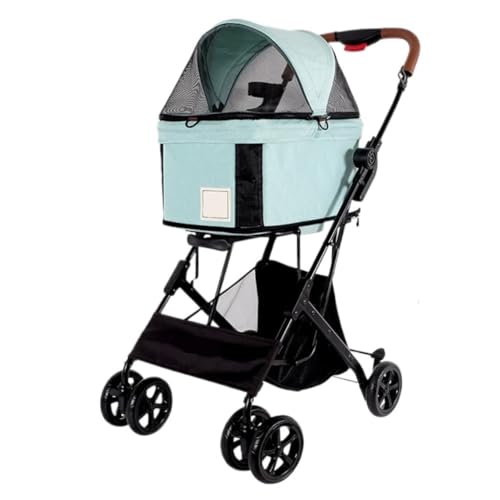 Hunde Kinderwagen Outdoor-Haustier-Kinderwagen, Hunde-Kinderwagen, Multifunktionaler, Leichter Katzen- Und Hunde-Kinderwagen, Kann Über Dem Körper Getragen Werden Katzen Kinderwagen(Green) von FYSXCXS