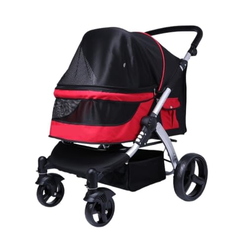 Hunde Kinderwagen Pet Bringt Ausgefallene Kleine Und Mittelgroße Haustier-Kinderwagen, Hunde-Kinderwagen, Faltbare Katzen- Und Hunde-Kinderwagen Auf Den Markt Katzen Kinderwagen(Red) von FYSXCXS