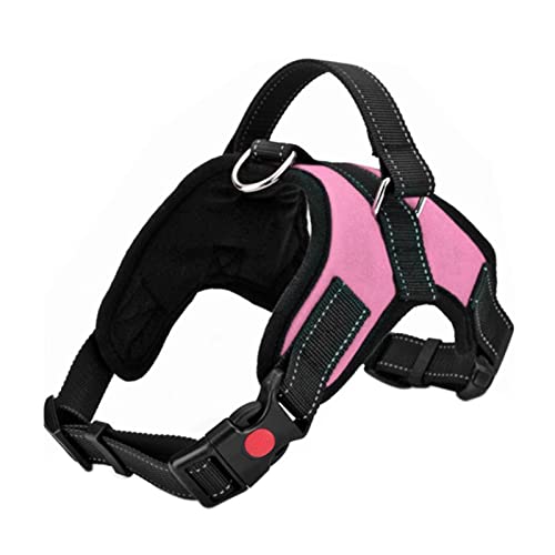 FYY Hundegeschirr, kein Ziehen, atmungsaktiv, verstellbar, reflektierend, Oxford, einfache Kontrolle, Hundegeschirr mit stabilem Griff für kleine, mittelgroße und große Hunde, XS-Pink von FYY