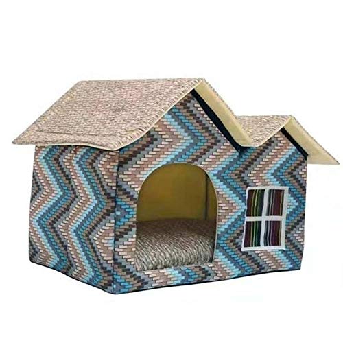 FZDZ Ruixf Hunde- und Katzenhütte, warm, wasserdicht, wetterfest, für drinnen und draußen, faltbar, 55 x 40 x 42 cm (Typ B) (Farbe: Typ A) von FZDZ