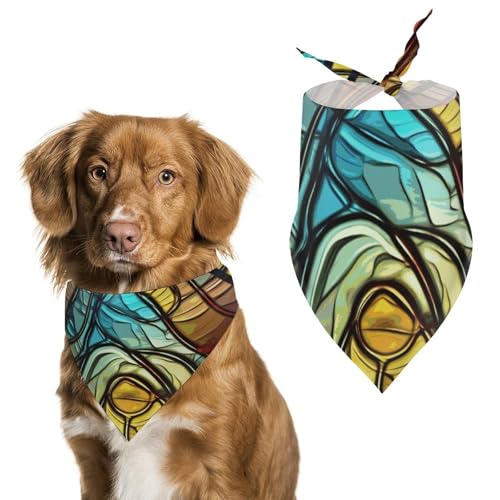 Hundehalstücher mit Buntglas-Kunstdruck, Hunde-Lätzchen, waschbar, Polyester, Taschentuch, Dreieckstuch für kleine, mittelgroße und große Hunde von FZMVSQH