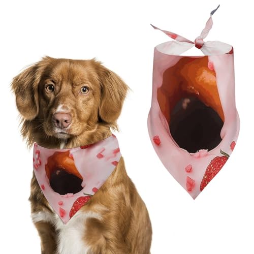 Hundehalstücher mit Erdbeer-Donut-Druck, Hunde-Lätzchen, waschbar, Polyester, Taschentuch, Dreieckstuch für kleine, mittelgroße und große Hunde von FZMVSQH