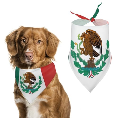 Hundehalstücher mit Flagge von Mexiko, bedruckt, Hunde-Lätzchen, waschbar, Polyester, Taschentuch, Dreieckstuch für kleine, mittelgroße und große Hunde von FZMVSQH