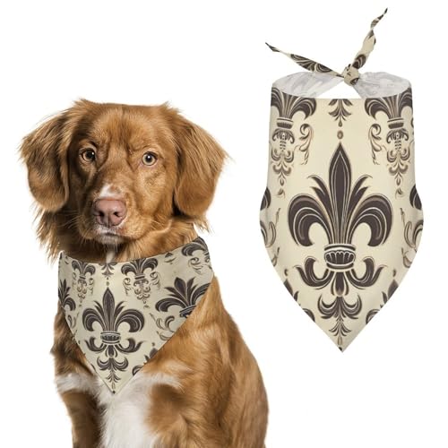 Hundehalstücher mit Fleur-de-Lis und Mantelarmen, Ritterdruck, Hunde-Lätzchen, waschbar, Polyester, Taschentuch, Dreieckstuch für kleine, mittelgroße und große Hunde von FZMVSQH