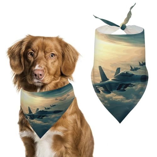 Hundehalstücher mit Flugzeug-Kampfflugzeugen bedrucktes Hundehalstuch, Hunde-Lätzchen, waschbar, Polyester, Taschentuch, Dreieckstuch für kleine, mittelgroße und große Hunde von FZMVSQH