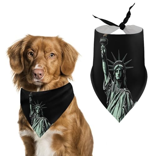 Hundehalstücher mit Freiheitsstatue-Muster, bedrucktes Hundeschal, Hunde-Lätzchen, waschbar, Polyester, Taschentuch, Dreieckstuch für kleine, mittelgroße und große Hunde von FZMVSQH