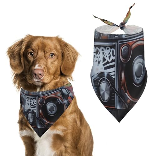 Hundehalstücher mit Graffiti-Hip-Hop-Druck, Hunde-Lätzchen, waschbar, Polyester, Taschentuch, Dreieckstuch für kleine, mittelgroße und große Hunde von FZMVSQH