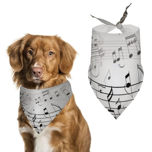 Hundehalstücher mit Musiknote, Wanddruck, Hunde-Lätzchen, waschbar, Polyester, Taschentuch, Dreieckstuch für kleine, mittelgroße und große Hunde von FZMVSQH