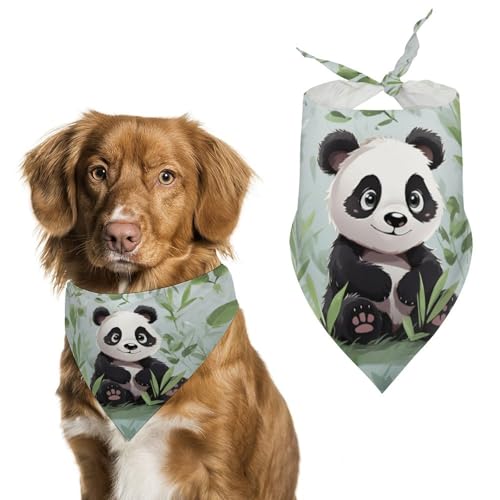 Hundehalstücher mit Panda-Aufdruck, Hunde-Lätzchen, waschbar, Polyester, Taschentuch, Dreieckstuch für kleine, mittelgroße und große Hunde von FZMVSQH