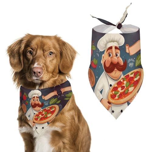 Hundehalstücher mit Pizza-Aufdruck, Hunde-Lätzchen, waschbar, Polyester, Taschentuch, Dreieckstuch für kleine, mittelgroße und große Hunde von FZMVSQH