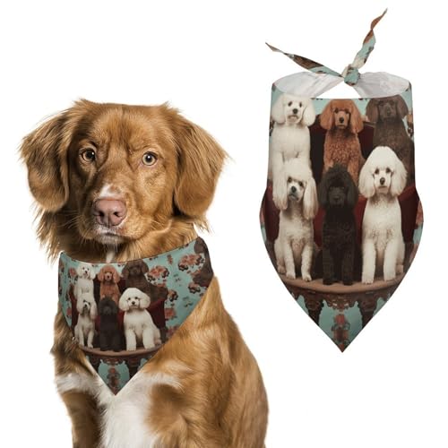 Hundehalstücher mit Pudelmotiv, bedruckt, Hunde-Lätzchen, waschbar, Polyester, Taschentuch, Dreieckstuch für kleine, mittelgroße und große Hunde von FZMVSQH