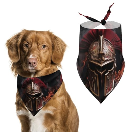 Hundehalstücher mit Spartaner-Helm, bedrucktes Hundehalstuch, Hunde-Lätzchen, waschbar, Polyester, Taschentuch, Dreieckstuch für kleine, mittelgroße und große Hunde von FZMVSQH