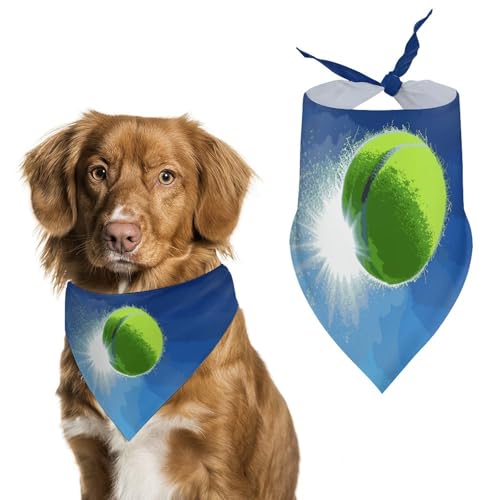 Hundehalstücher mit Tennisball in der Luft, bedruckter Hundeschal, Hunde-Lätzchen, waschbar, Polyester, Taschentuch, Dreieckstuch für kleine, mittelgroße und große Hunde von FZMVSQH