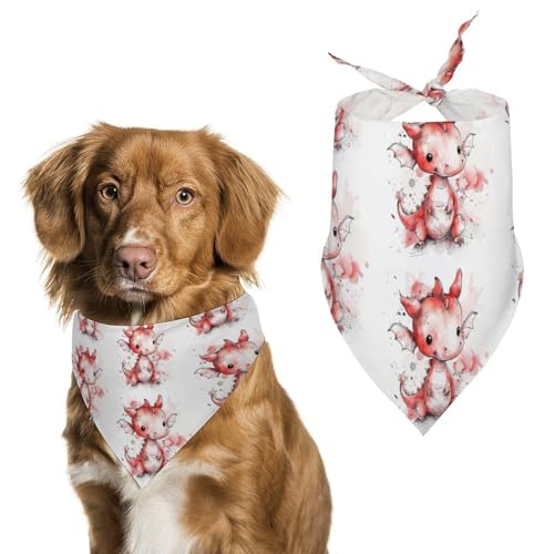 Hundehalstücher mit Tintenstil, Drachen-Druck, Hunde-Lätzchen, waschbar, Polyester, Taschentuch, Dreieckstuch für kleine, mittelgroße und große Hunde von FZMVSQH