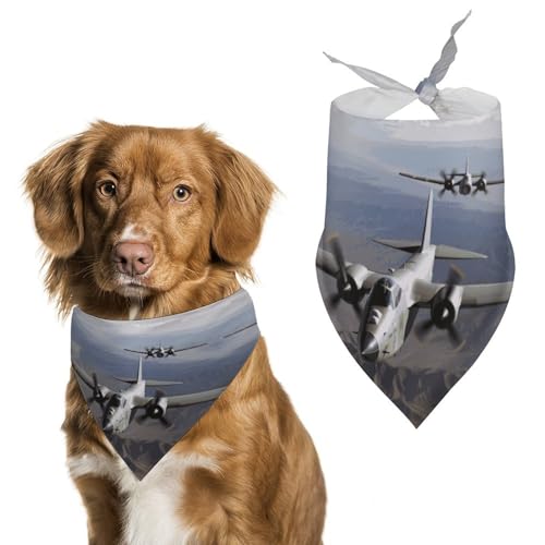 Hundehalstücher mit US-Armee-Flugzeug, bedruckter Hundeschal, Hunde-Lätzchen, waschbar, Polyester, Taschentuch, Dreieckstuch für kleine, mittelgroße und große Hunde von FZMVSQH