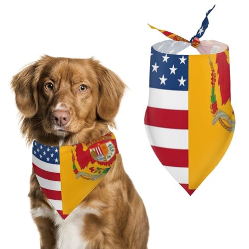 Hundehalstücher mit amerikanischer Spanien-Flagge, bedruckter Hundeschal, Hunde-Lätzchen, waschbar, Polyester, Taschentuch, Dreieckstuch für kleine, mittelgroße und große Hunde von FZMVSQH