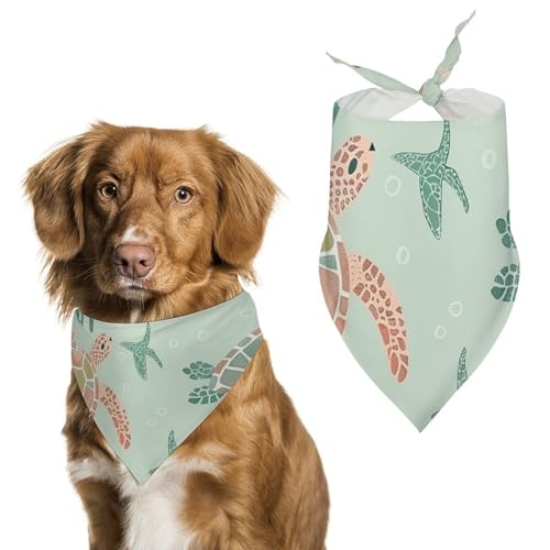 Hundehalstücher mit blauem Schildkrötenmuster, bedrucktes Hundehalstuch, Hunde-Lätzchen, waschbar, Polyester, Taschentuch, Dreieckstuch für kleine, mittelgroße und große Hunde von FZMVSQH