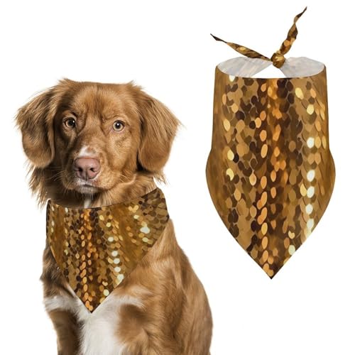 Hundehalstücher mit goldfarbenen Pailletten, glitzernd, bedruckt, Hunde-Lätzchen, waschbar, Polyester, Taschentuch, Dreieckstuch für kleine, mittelgroße und große Hunde von FZMVSQH