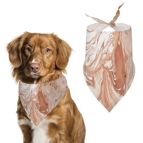 Hundehalstücher mit hellpfirsichfarbenem und braunem Aufdruck, Hunde-Lätzchen, waschbar, Polyester, Taschentuch, Dreieckstuch für kleine, mittelgroße und große Hunde von FZMVSQH