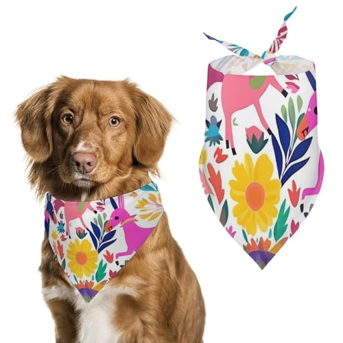 Hundehalstücher mit mexikanischen Otomi-Tieren, bedruckt, Hunde-Lätzchen, waschbar, Polyester, Taschentuch, Dreieckstuch für kleine, mittelgroße und große Hunde von FZMVSQH