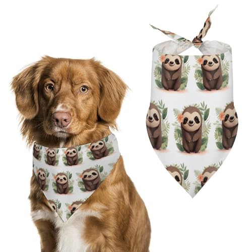 Hundehalstücher mit niedlichem Cartoon-Faultier-Druck, Hunde-Lätzchen, waschbar, Polyester, Taschentuch, Dreieckstuch für kleine, mittelgroße und große Hunde von FZMVSQH