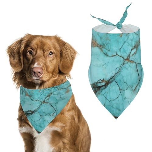 Hundehalstücher mit türkisfarbenem Marmor-Druck, Hunde-Lätzchen, waschbar, Polyester, Taschentuch, Dreieckstuch für kleine, mittelgroße und große Hunde von FZMVSQH