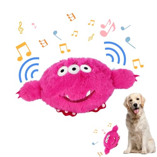 Active Moving Pet Plush Toy,Hundeball Hundespielzeug Futter Ball,Interaktives Hundespielzeug Leckerli Spielzeug Ball,Sprechendes und Wiederholendes Lustiges Stofftier,Hundebälle für Hunde (Monster) von FZQBEY