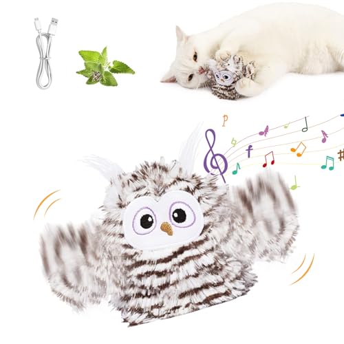 FZQBEY Katzenspielzeug Vogel, Elektrisches Interaktives Katzenspielzeug Selbstbeschäftigung, Zwitschern wie EIN Vogel, Katzenspielzeug Vogel Flattern, Chirping Owl Cat Toy, USB Wiederaufladbar (A) von FZQBEY