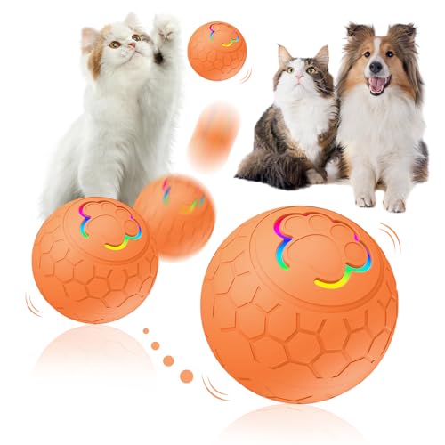 Hundespielzeug Intelligenz, Interaktives Hunde Ball Spielzeug, Hundeball, Ball Hund, Hundebälle, Strapazierfähiger Automatisch Rollender Ball für Welpen/Kleine/Mittlere Hunde, USB Wiederaufladba (B) von FZQBEY