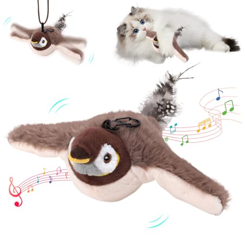 Katzenspielzeug, Elektrisches Interaktives Katzenspielzeug, Katzenspielzeug Selbstbeschäftigung, Vogel beweglich mit Katzenminze, Cat Toy, Automatisches Katzen Spielzeug, USB Wiederaufladbar (Spatz) von FZQBEY