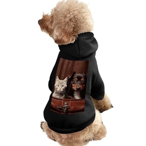 Hundepullover, warme Hunde- und Katzenbekleidung, Winter-Hundemantel mit Kapuze, weiche Haustierkleidung, Größe XS-2XL, für kaltes Wetter, Katze und Hund sitzend in Ledertasche, Hundejacke für kleine, von FZQVSGW