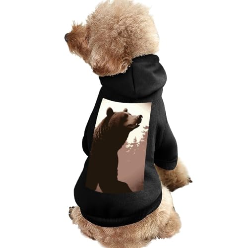 Hundepullover, warme Hunde- und Katzenbekleidung, Winter-Hundemantel mit Kapuze, weiche Haustierkleidung, Größe XS-2XL, für kaltes Wetter, Wildbär-Hundejacke für kleine, mittelgroße Hunde und Katzen von FZQVSGW