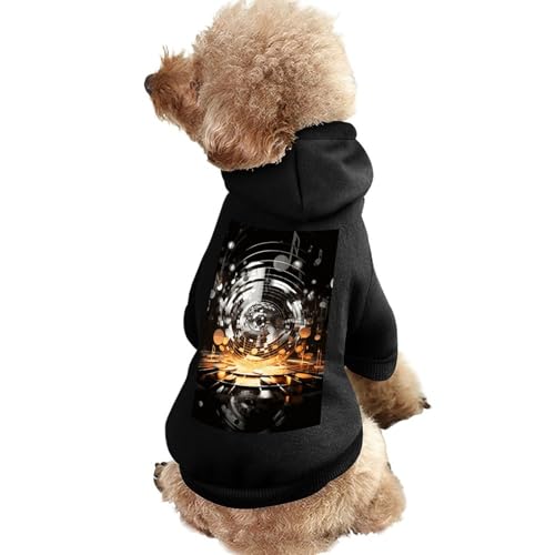 Hundepullover, warme Hunde- und Katzenbekleidung, Winter-Hundemantel mit Kapuze, weiche Haustierkleidung, Größe XS-2XL, für kaltes Wetter, musikalisches Thema, Musikschlüssel, Hundejacke für kleine, von FZQVSGW