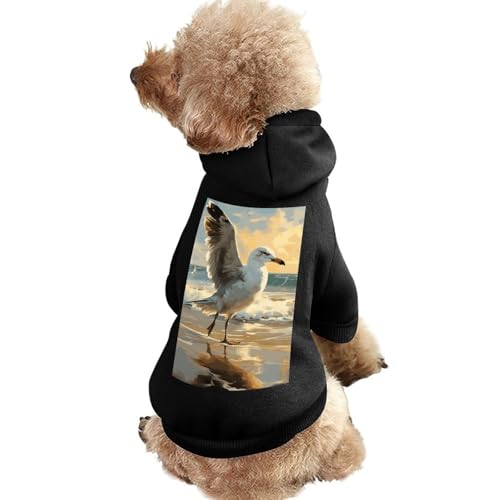 Hundepullover, warme Hunde- und Katzenbekleidung, Winter-Hundemantel mit Kapuze, weiche Haustierkleidung, Größe XS-XXL, für kaltes Wetter, Malerei einer Möwe, Hundejacke für kleine, mittelgroße Hunde von FZQVSGW