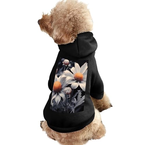 Hundepullover, warme Hunde- und Katzenbekleidung, Winter-Hundemantel mit Kapuze, weiche Haustierkleidung, Größe XS-XXL, kaltes Wetter, moderne Blumenmalerei, Hundejacke für kleine, mittelgroße Hunde von FZQVSGW