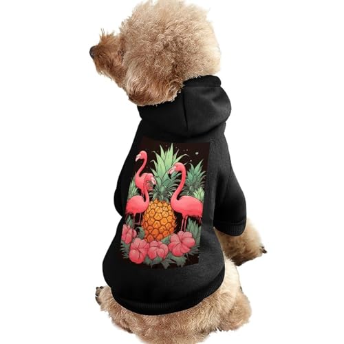 Hundepullover, warme Hunde- und Katzenbekleidung, Winter-Hundemantel mit Kapuze, weiche Haustierkleidung, XS-2XL, kaltes Wetter, Ananas, Flamingos, Hundejacke für kleine, mittelgroße Hunde und Katzen von FZQVSGW