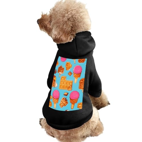 Hundepullover, warme Hunde- und Katzenbekleidung, Winter-Hundemantel mit Kapuze, weiche Haustierkleidung, XS-2XL, kaltes Wetter, Eiscreme und Waffelmuster, Hundejacke für kleine, mittelgroße Hunde und von FZQVSGW